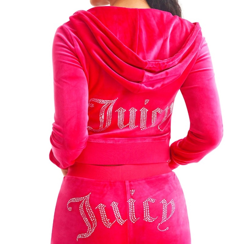 Juicy Couture | NWT Y2K Bubblegum Pink OG Big Bling Velour Zip-Up Hoodie, Size S